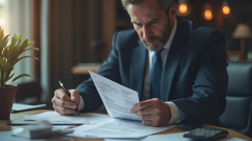 Инвестор изучает облигации и документы по инвестиционному портфелю